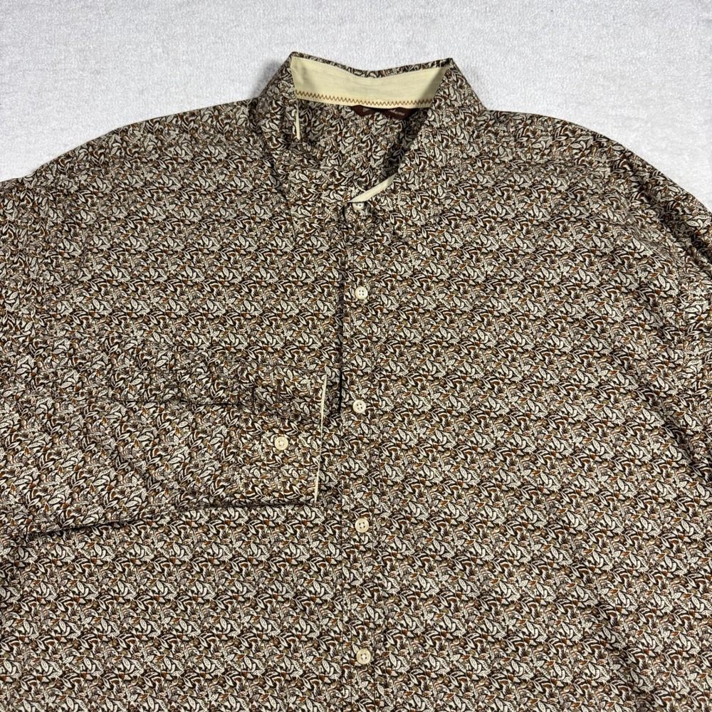 Tommy Bahama Mens XXL 100% Cotton Abstract Leaf Print‎ Button Down Long Sleeve